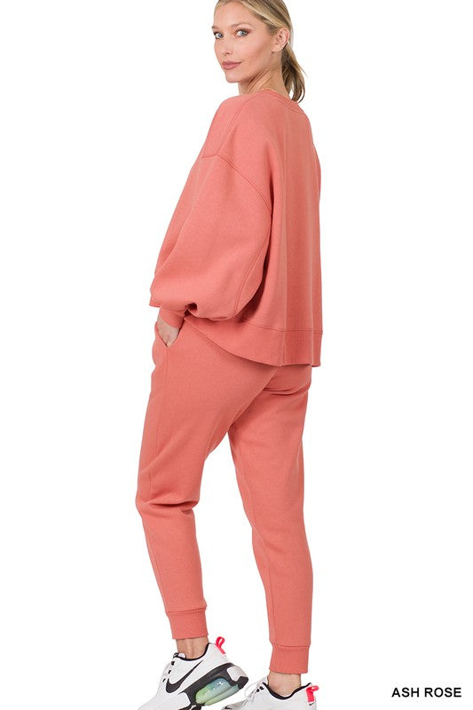 Balloon Sleeve Sweatshirt & Sweatpants Set - A&S All things Glam Boutique