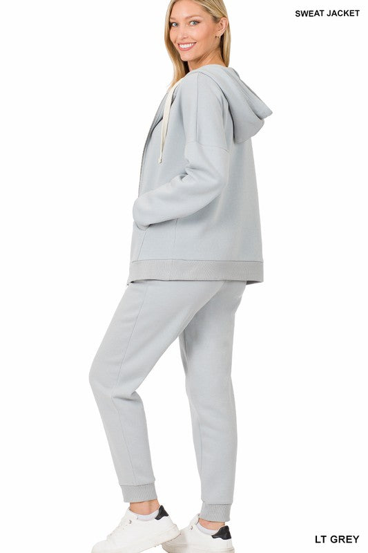 Zipper Hoodie Sweat Jacket & Sweat Pants Set - A&S All things Glam Boutique