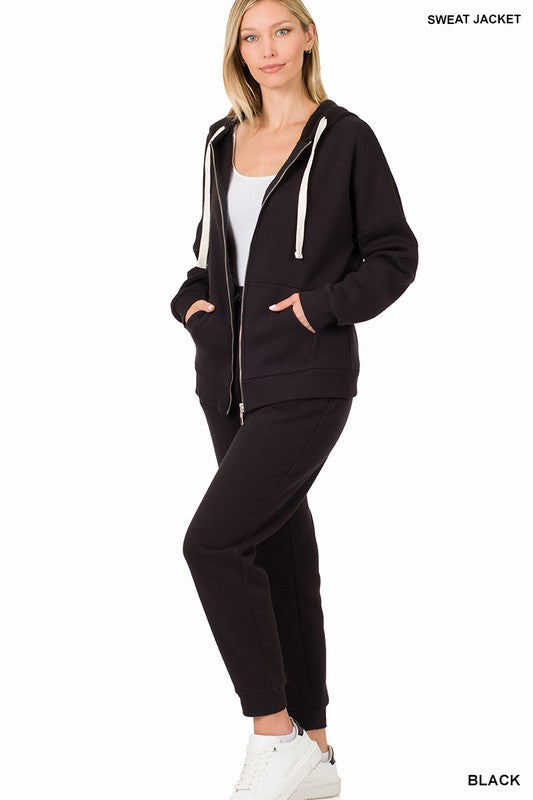 Zipper Hoodie Sweat Jacket & Sweat Pants Set - A&S All things Glam Boutique