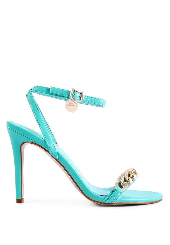 Mooning High Heeled Metal Chain Strap Sandals - A&S All things Glam Boutique