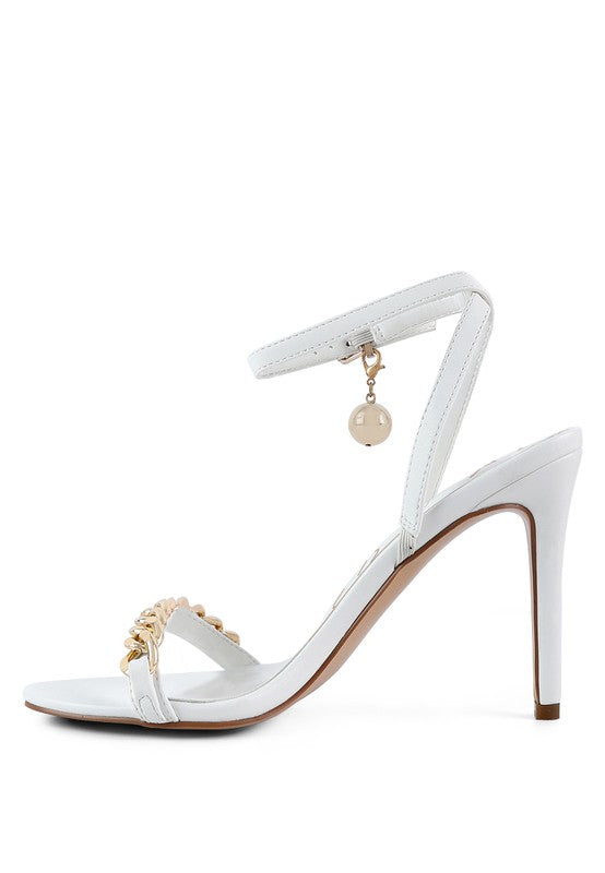 Mooning High Heeled Metal Chain Strap Sandals - A&S All things Glam Boutique