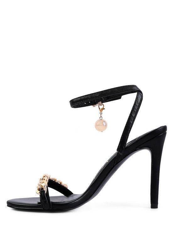 Mooning High Heeled Metal Chain Strap Sandals - A&S All things Glam Boutique