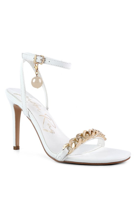 Mooning High Heeled Metal Chain Strap Sandals - A&S All things Glam Boutique