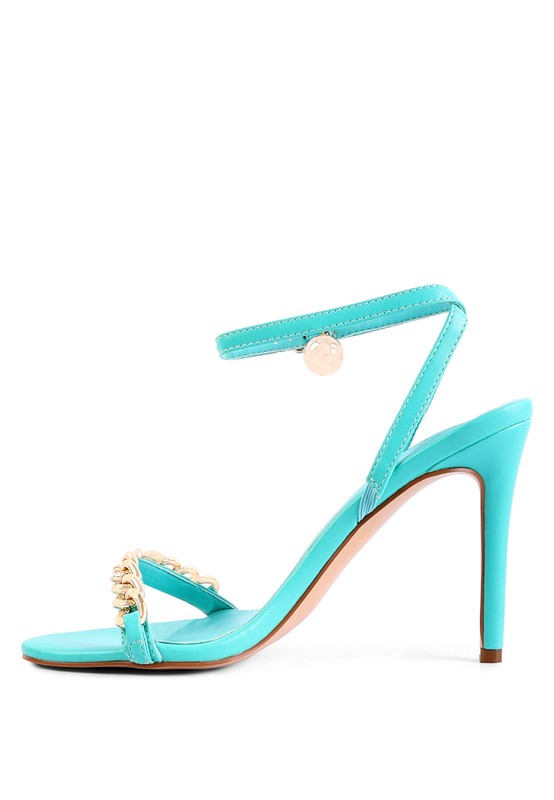 Mooning High Heeled Metal Chain Strap Sandals - A&S All things Glam Boutique