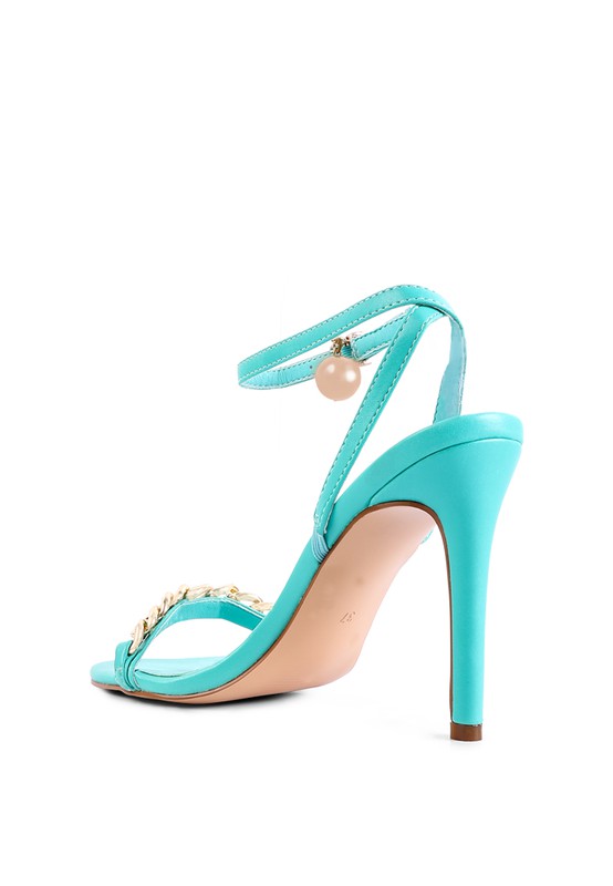 Mooning High Heeled Metal Chain Strap Sandals - A&S All things Glam Boutique