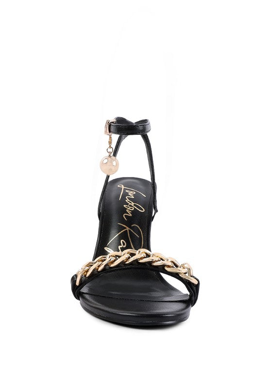 Mooning High Heeled Metal Chain Strap Sandals - A&S All things Glam Boutique