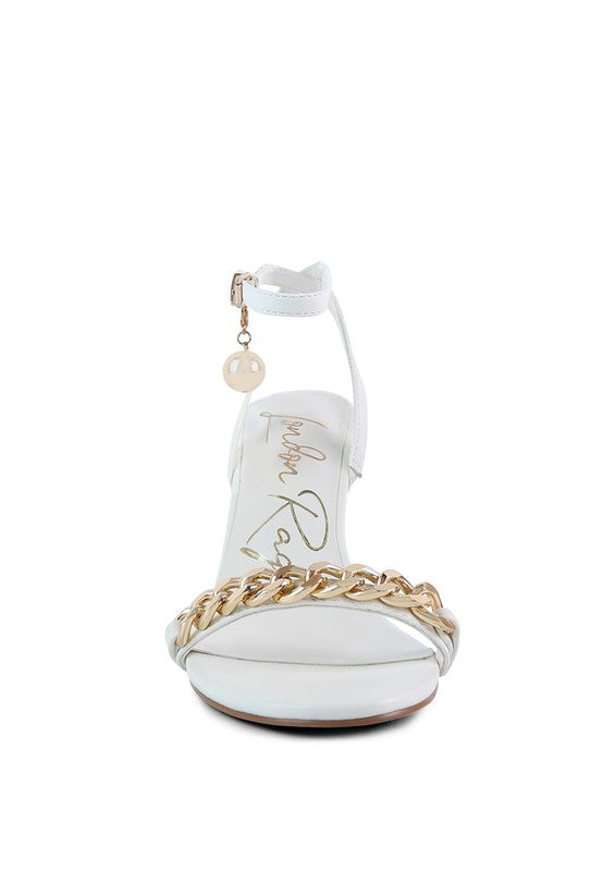 Mooning High Heeled Metal Chain Strap Sandals - A&S All things Glam Boutique