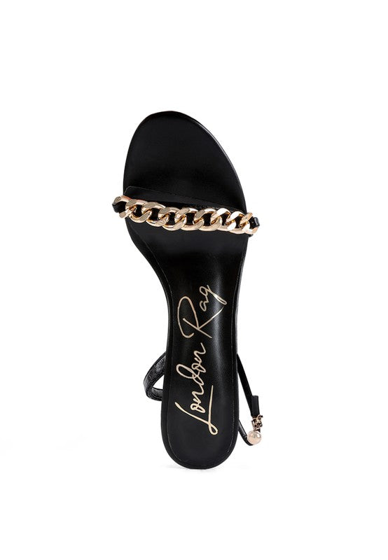 Mooning High Heeled Metal Chain Strap Sandals - A&S All things Glam Boutique