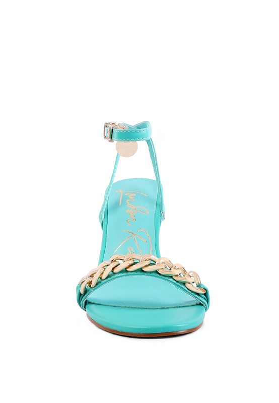 Mooning High Heeled Metal Chain Strap Sandals - A&S All things Glam Boutique