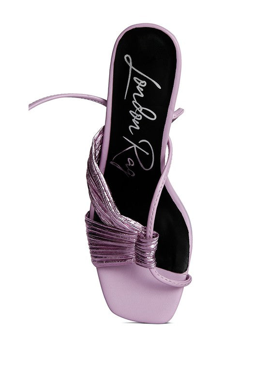 xuxa metallic tie up block heel sandals - A&S All things Glam Boutique