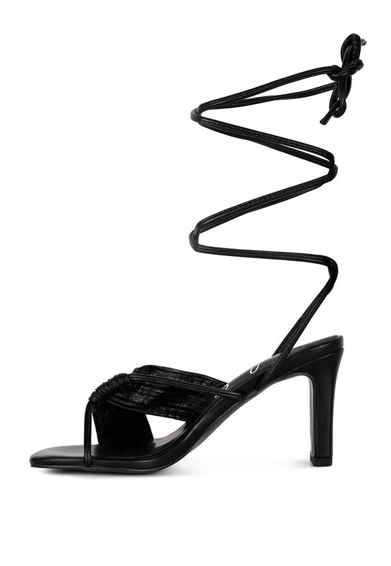 xuxa metallic tie up block heel sandals - A&S All things Glam Boutique