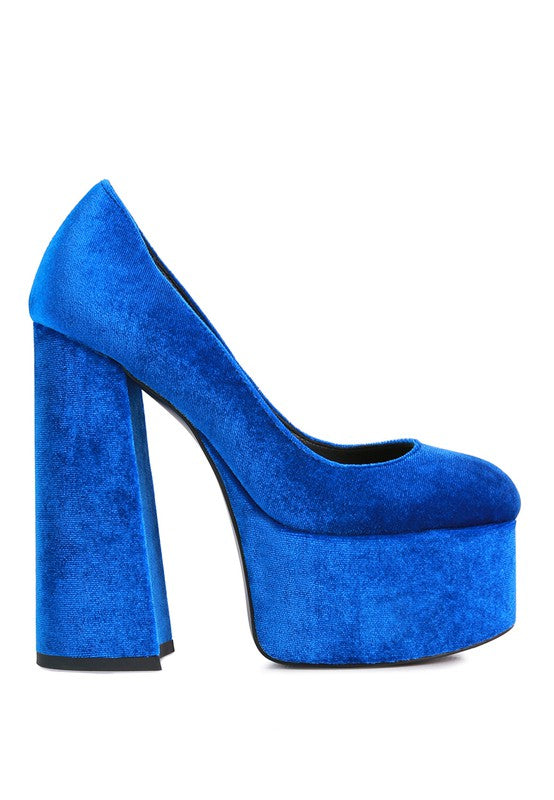 Old Novelty Platform Heel Velvet Pumps - A&S All things Glam Boutique