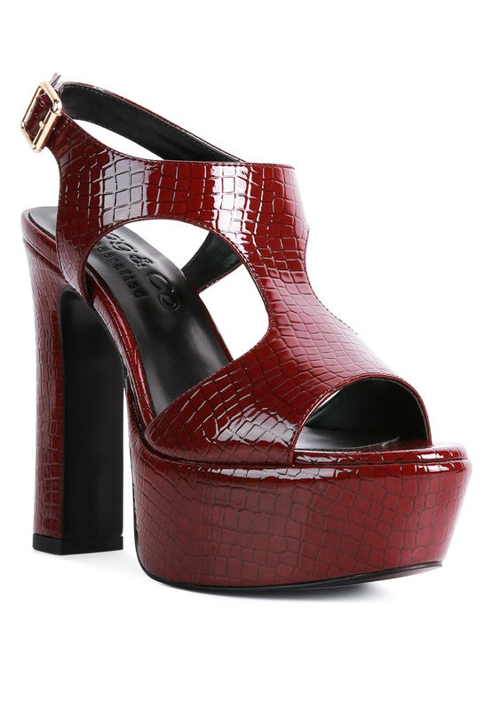 CROFT Croc High Heeled Cut Out Sandals - A&S All things Glam Boutique