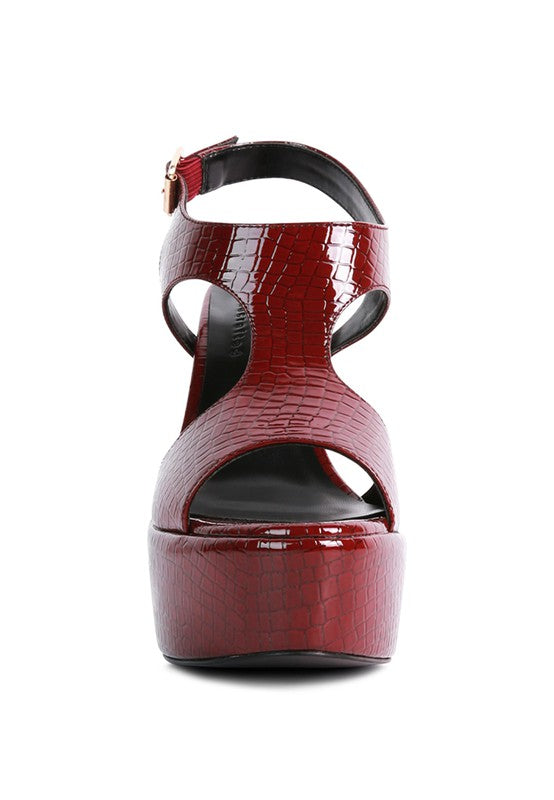 CROFT Croc High Heeled Cut Out Sandals - A&S All things Glam Boutique