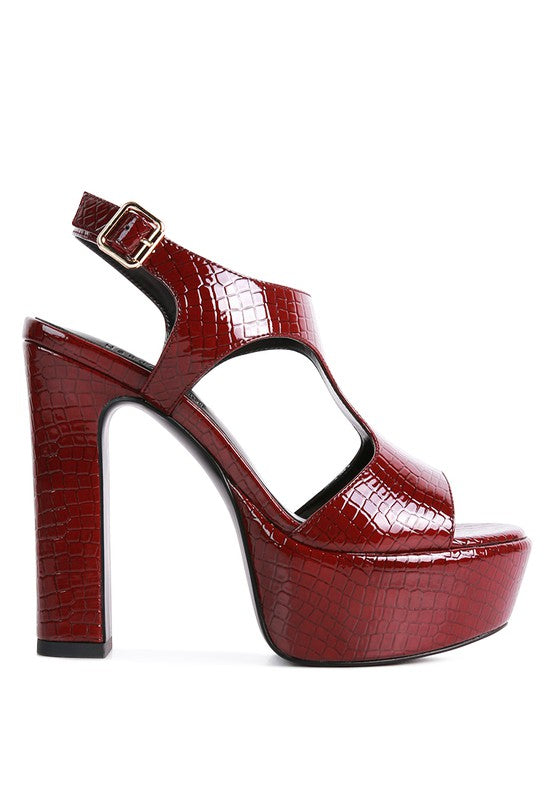 CROFT Croc High Heeled Cut Out Sandals - A&S All things Glam Boutique