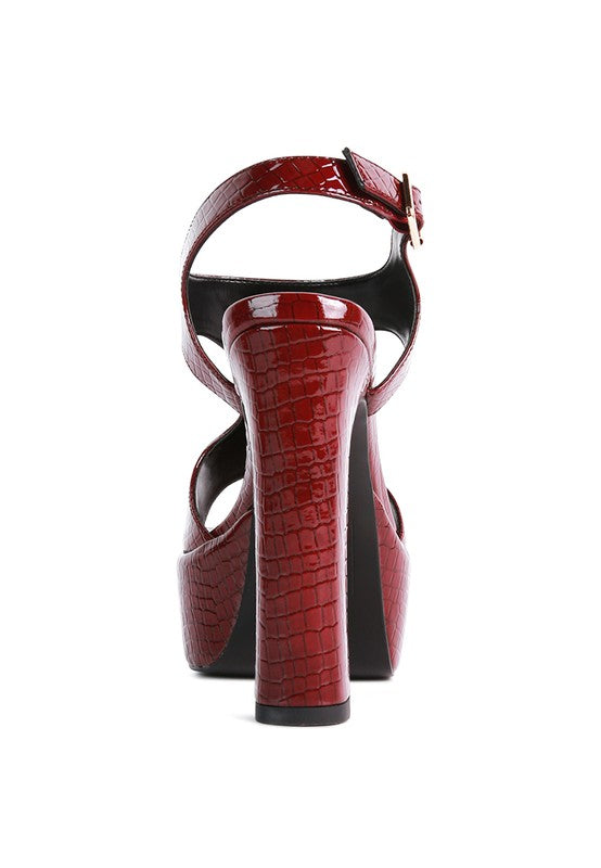 CROFT Croc High Heeled Cut Out Sandals - A&S All things Glam Boutique