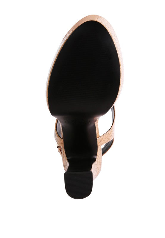 CROFT Croc High Heeled Cut Out Sandals - A&S All things Glam Boutique
