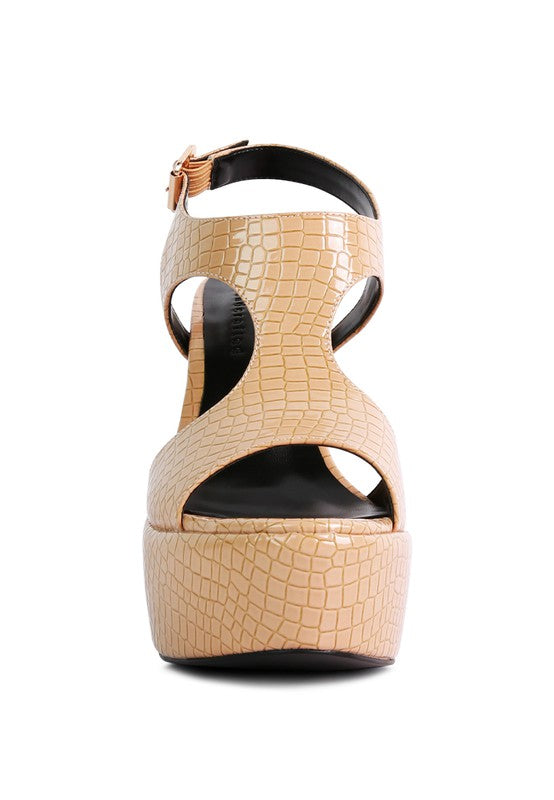 CROFT Croc High Heeled Cut Out Sandals - A&S All things Glam Boutique