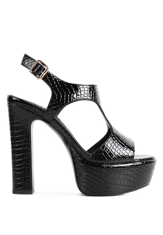 CROFT Croc High Heeled Cut Out Sandals - A&S All things Glam Boutique