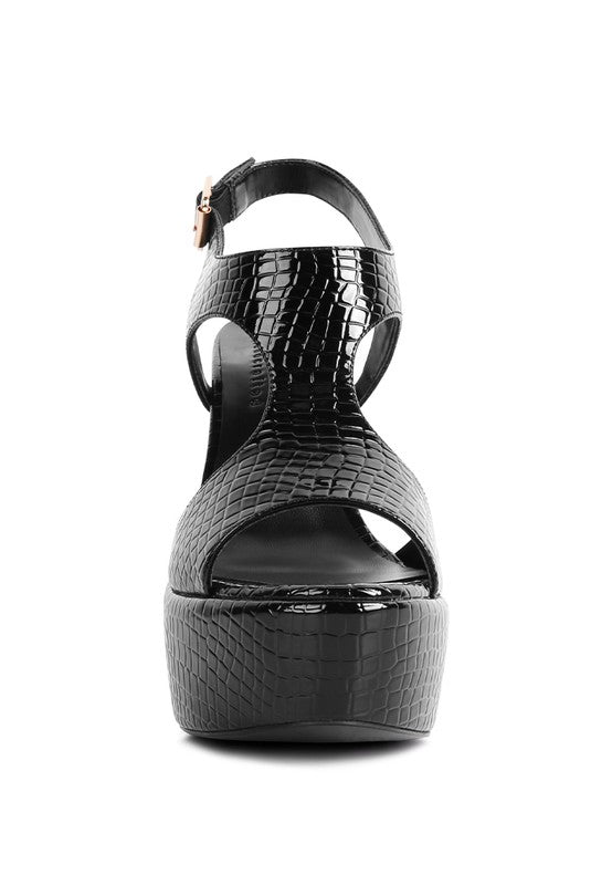 CROFT Croc High Heeled Cut Out Sandals - A&S All things Glam Boutique