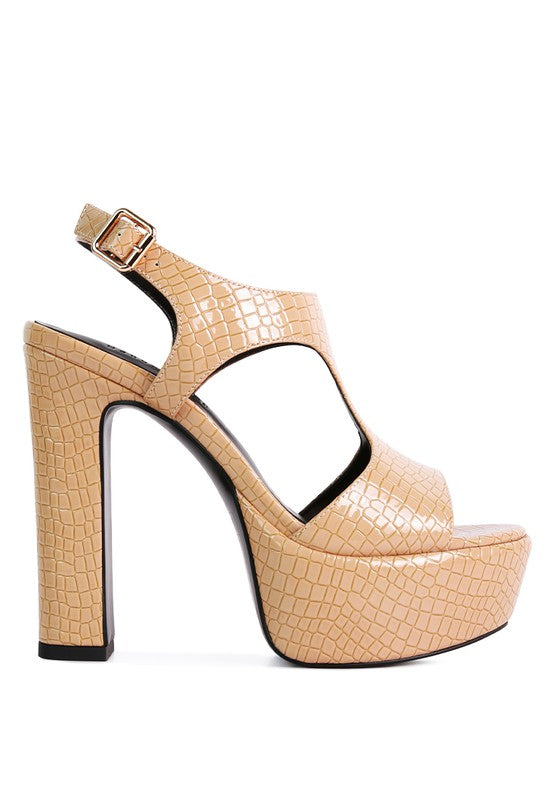 CROFT Croc High Heeled Cut Out Sandals - A&S All things Glam Boutique
