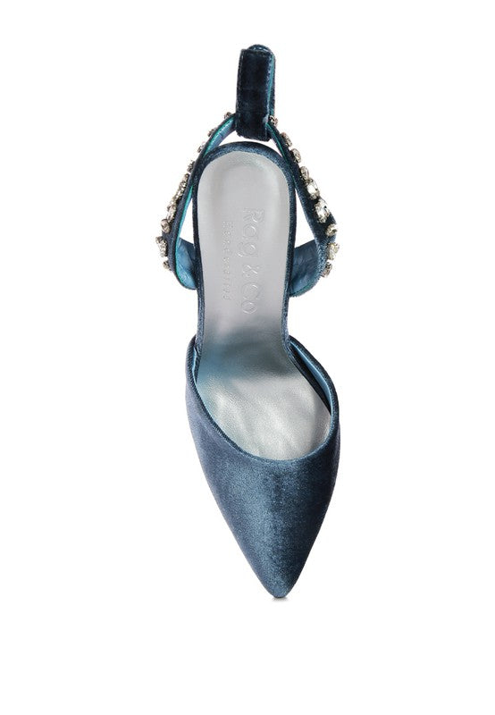 WALLIS Velvet Diamante Tie Up High Heeled Sandals - A&S All things Glam Boutique