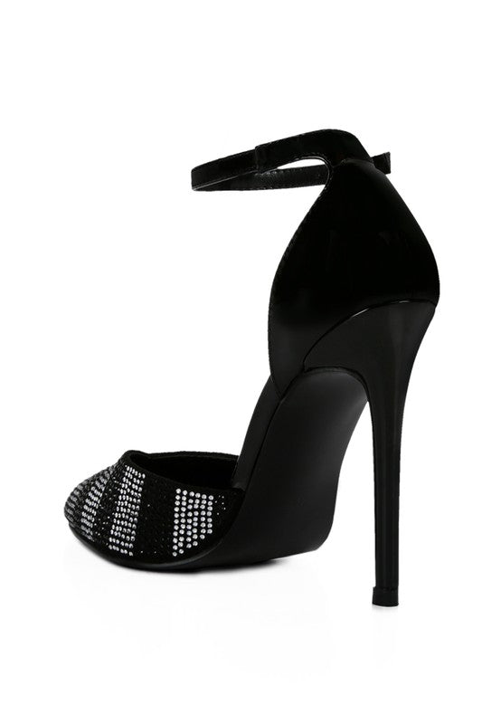 NOBLES High Heeled Patent Diamante Sandals - A&S All things Glam Boutique