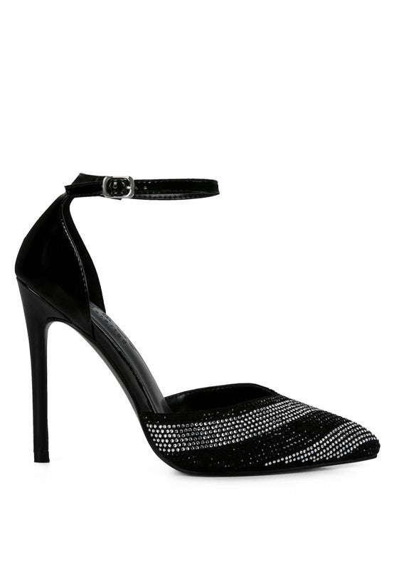 NOBLES High Heeled Patent Diamante Sandals - A&S All things Glam Boutique