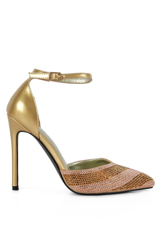 NOBLES High Heeled Patent Diamante Sandals - A&S All things Glam Boutique