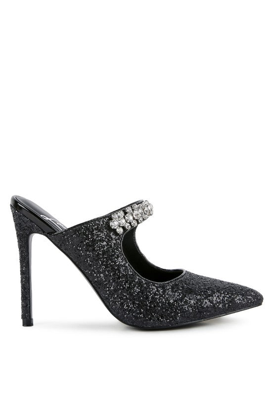 Twinklet Glitter Diamante High Heeled Sandals - A&S All things Glam Boutique