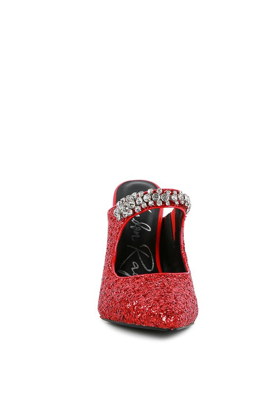 Twinklet Glitter Diamante High Heeled Sandals - A&S All things Glam Boutique