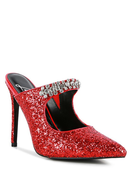 Twinklet Glitter Diamante High Heeled Sandals - A&S All things Glam Boutique