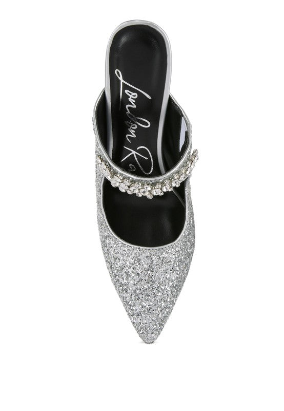Twinklet Glitter Diamante High Heeled Sandals - A&S All things Glam Boutique