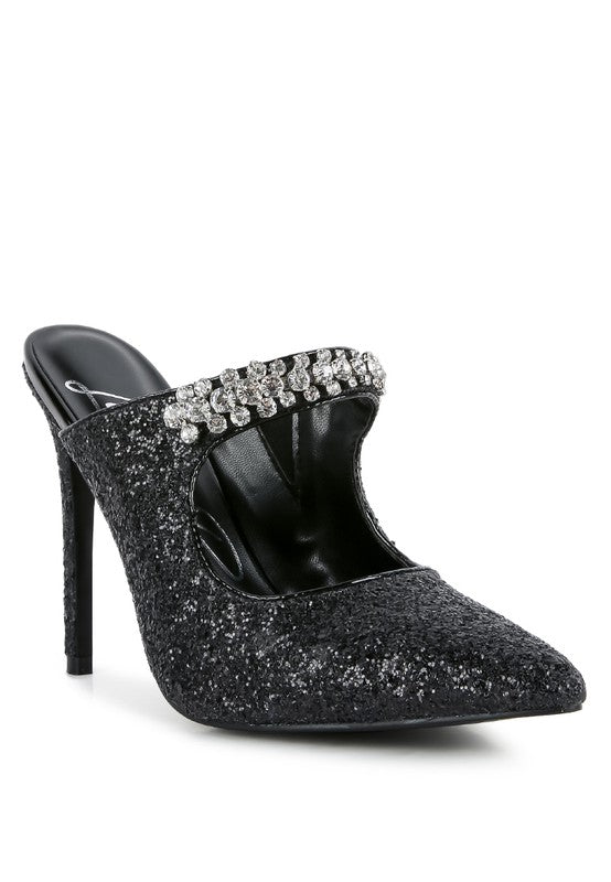 Twinklet Glitter Diamante High Heeled Sandals - A&S All things Glam Boutique