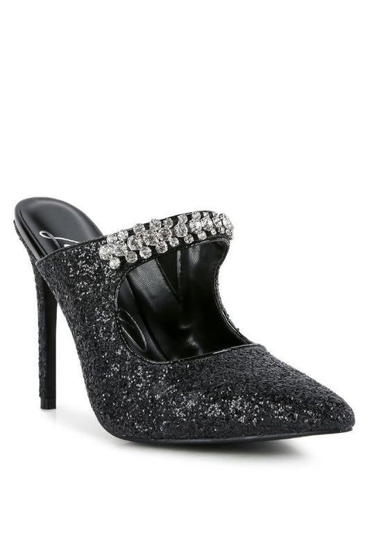 Twinklet Glitter Diamante High Heeled Sandals - A&S All things Glam Boutique