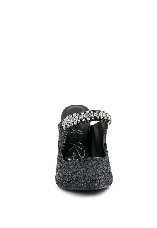 Twinklet Glitter Diamante High Heeled Sandals - A&S All things Glam Boutique