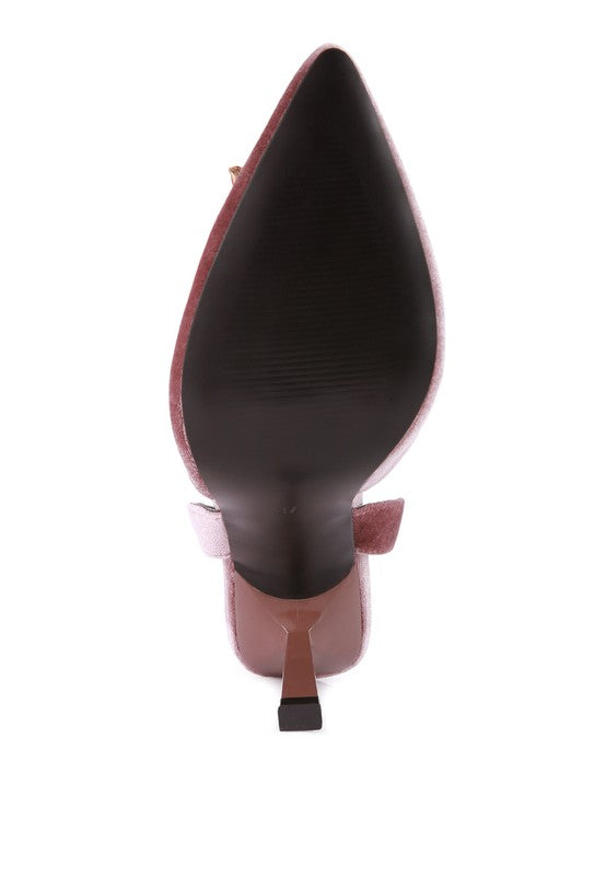 Firebird Velvet Diamante Heeled Slingback Mules - A&S All things Glam Boutique