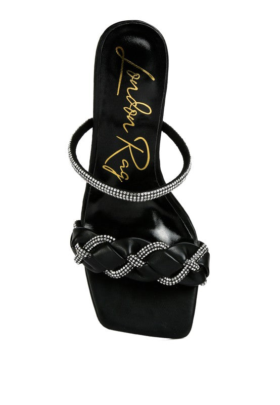 Big Plan Diamante Detail Mid Heel Sandals - A&S All things Glam Boutique