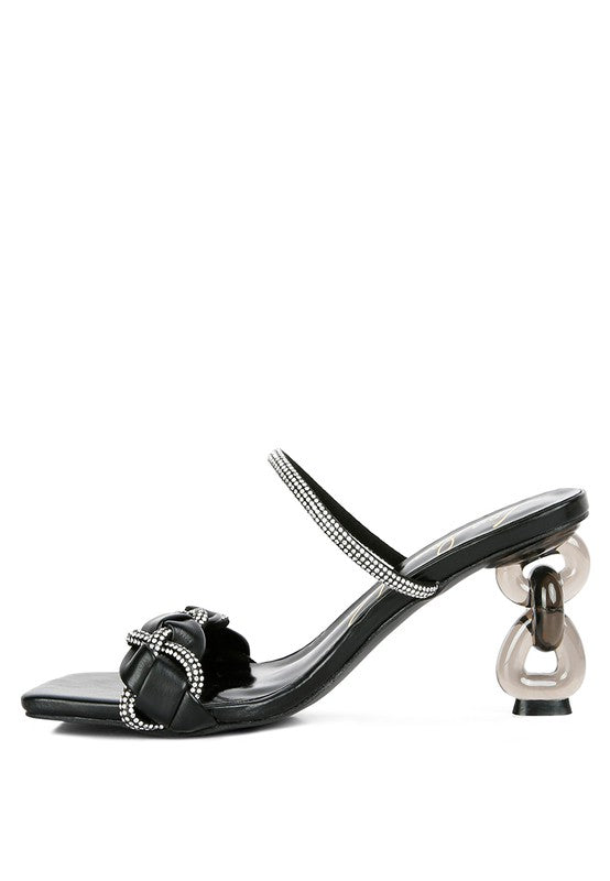 Big Plan Diamante Detail Mid Heel Sandals - A&S All things Glam Boutique