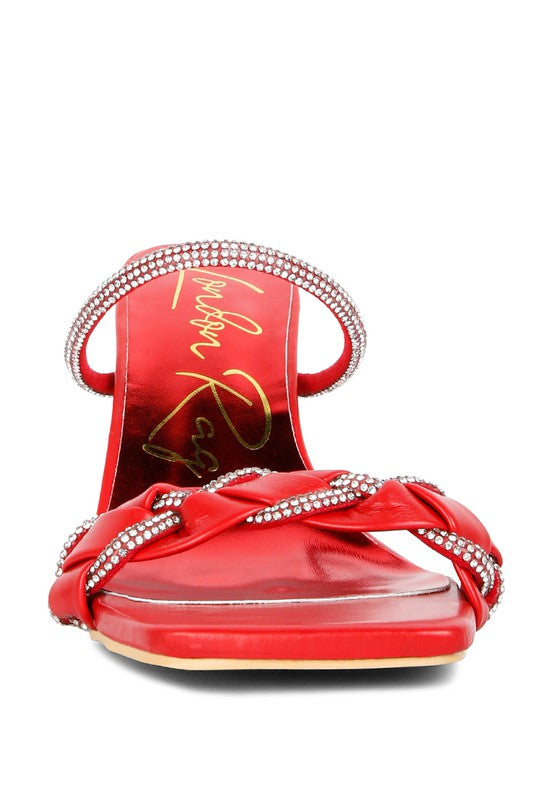 Big Plan Diamante Detail Mid Heel Sandals - A&S All things Glam Boutique