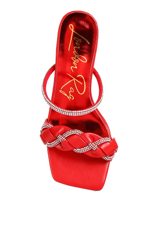 Big Plan Diamante Detail Mid Heel Sandals - A&S All things Glam Boutique