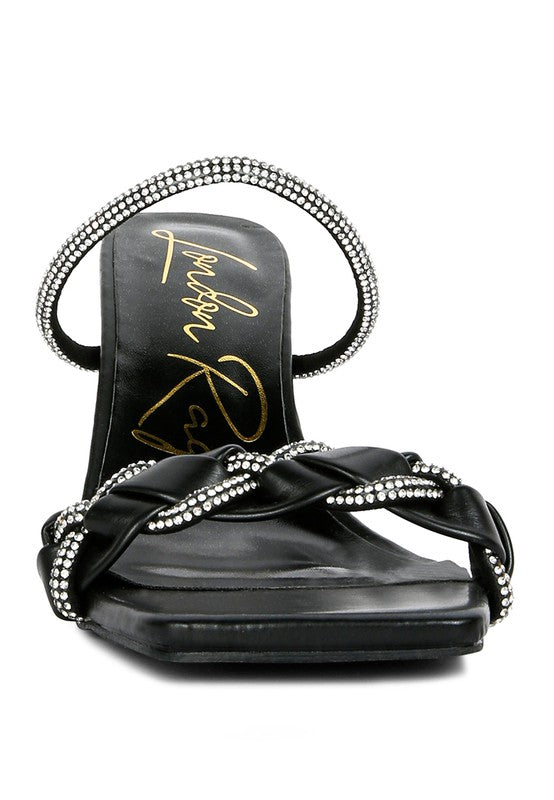 Big Plan Diamante Detail Mid Heel Sandals - A&S All things Glam Boutique