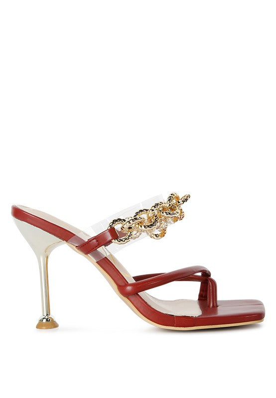 Social Bee Link Chain Embellished Heel Sandals - A&S All things Glam Boutique