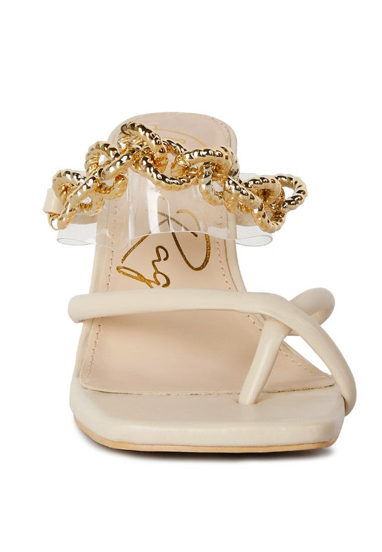 Social Bee Link Chain Embellished Heel Sandals - A&S All things Glam Boutique