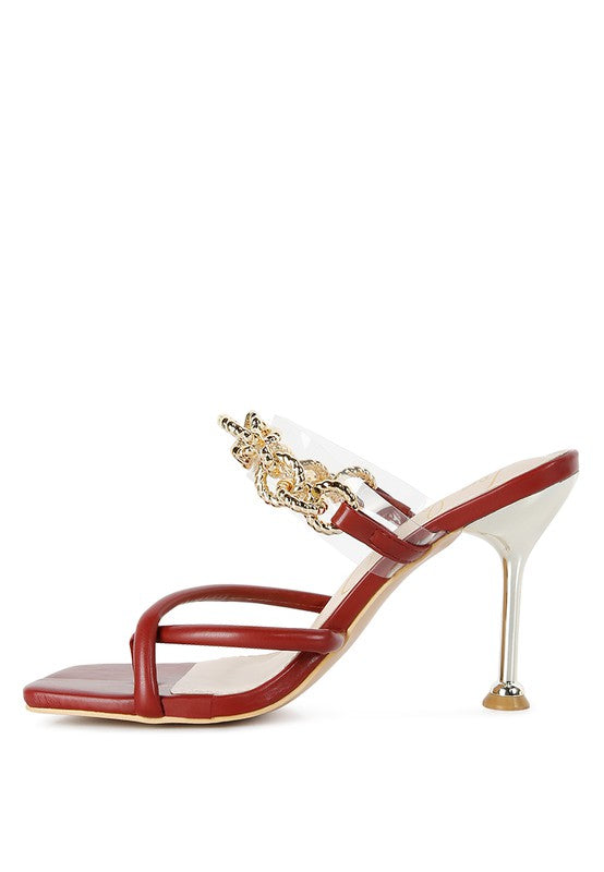 Social Bee Link Chain Embellished Heel Sandals - A&S All things Glam Boutique