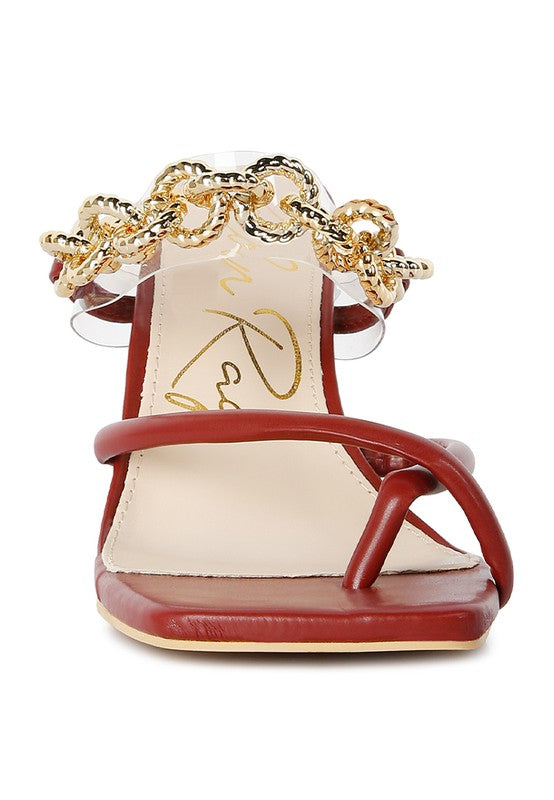 Social Bee Link Chain Embellished Heel Sandals - A&S All things Glam Boutique