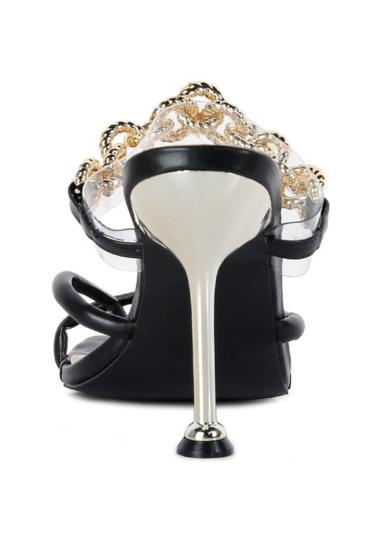 Social Bee Link Chain Embellished Heel Sandals - A&S All things Glam Boutique