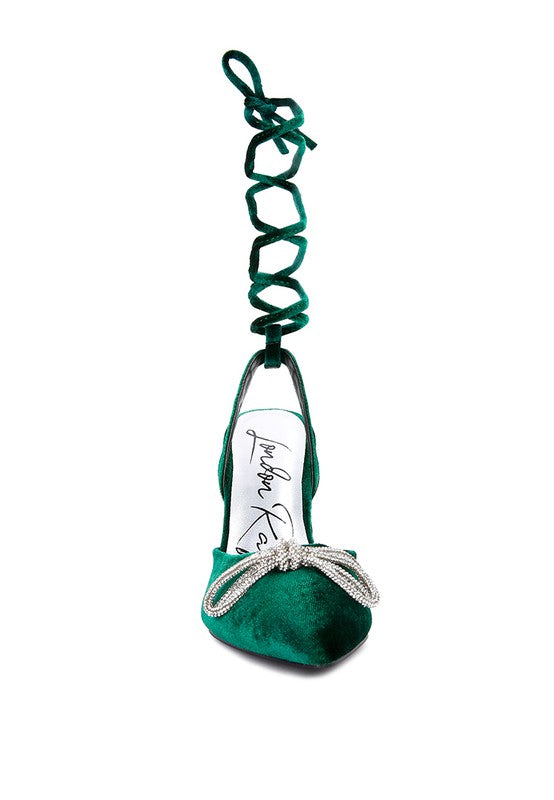Big Treat Rhinestone Embellished Lace Up Sandals - A&S All things Glam Boutique