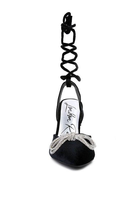 Big Treat Rhinestone Embellished Lace Up Sandals - A&S All things Glam Boutique