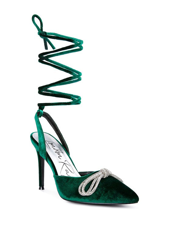 Big Treat Rhinestone Embellished Lace Up Sandals - A&S All things Glam Boutique